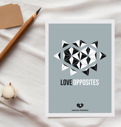 Love Opposites Postcard - Grey