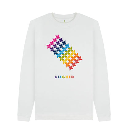 White Aligned - Men's Crew Neck Sweater