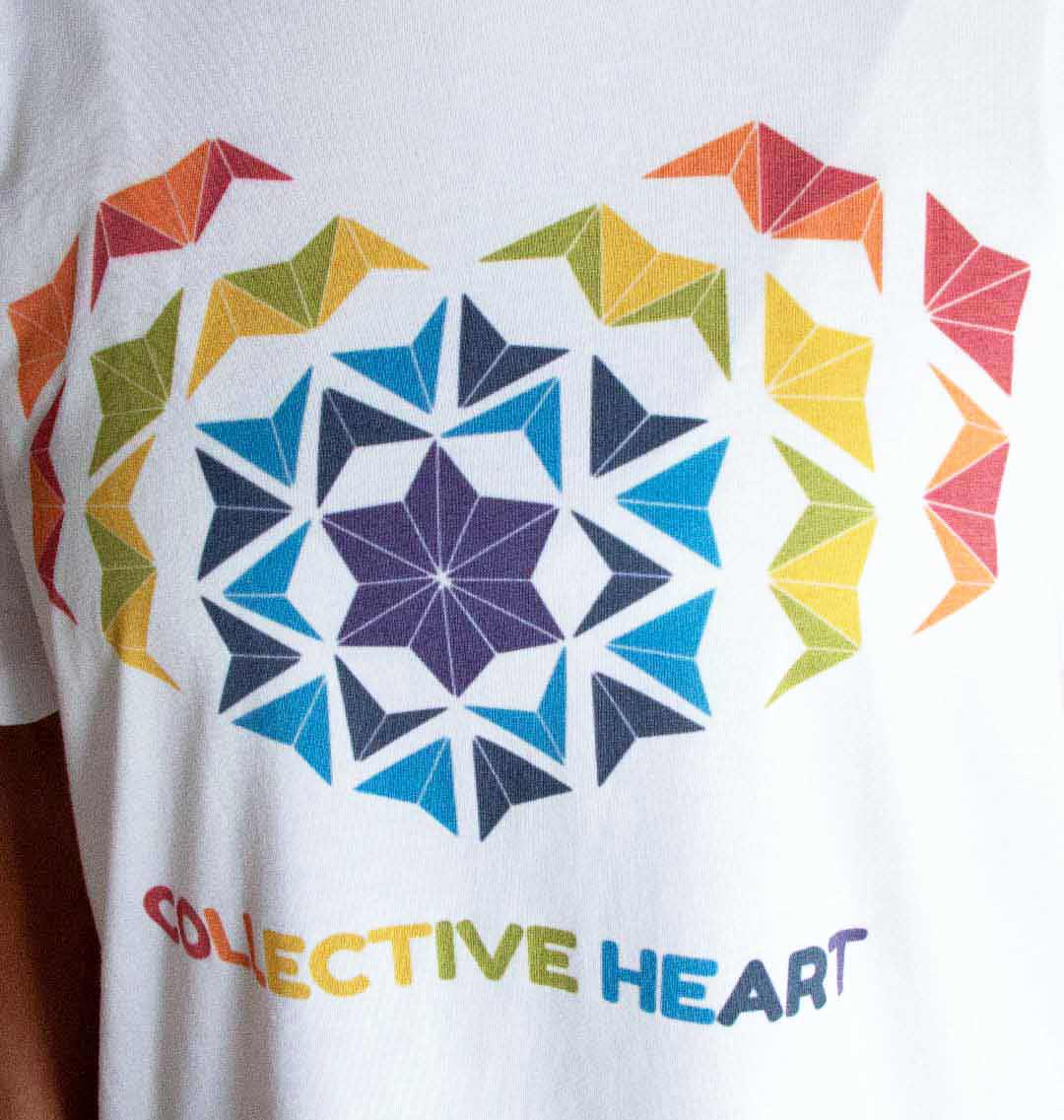 Collective Heart Kids T-shirt - Rainbow White