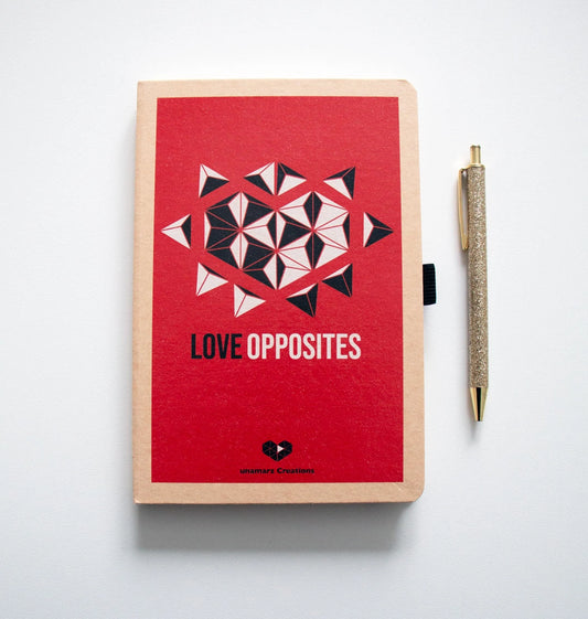 Love Opposites Notebook - Geometric Notebook - Red