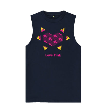 Navy Blue Love Pink - Men's Organic Cotton Vest - 2 colours