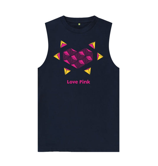 Navy Blue Love Pink - Men's Organic Cotton Vest - 2 colours