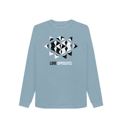 Stone Blue Love Opposites - Women's Crewneck Sweater - 4 colours