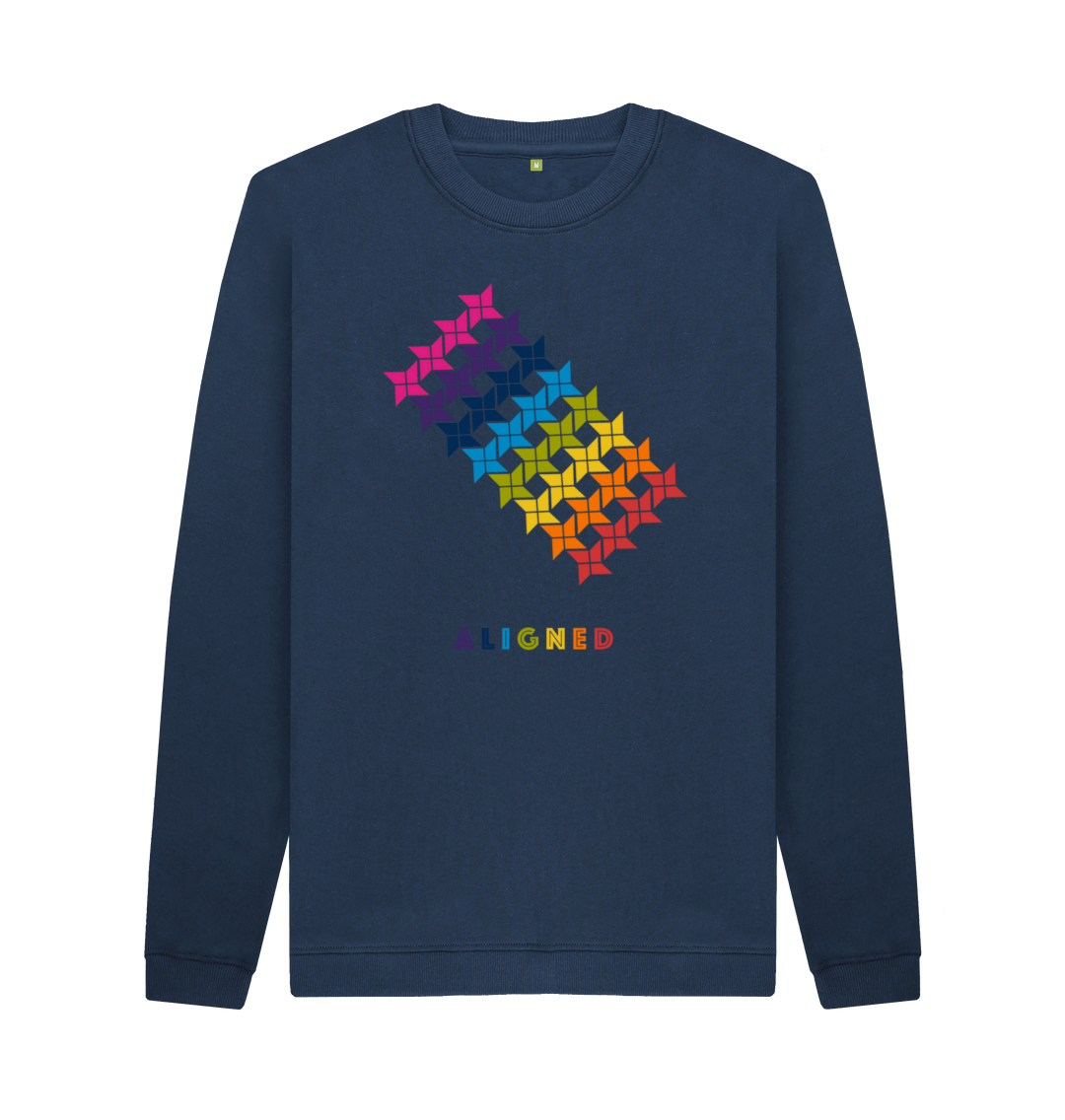 Navy Blue Printed Sweater Front
