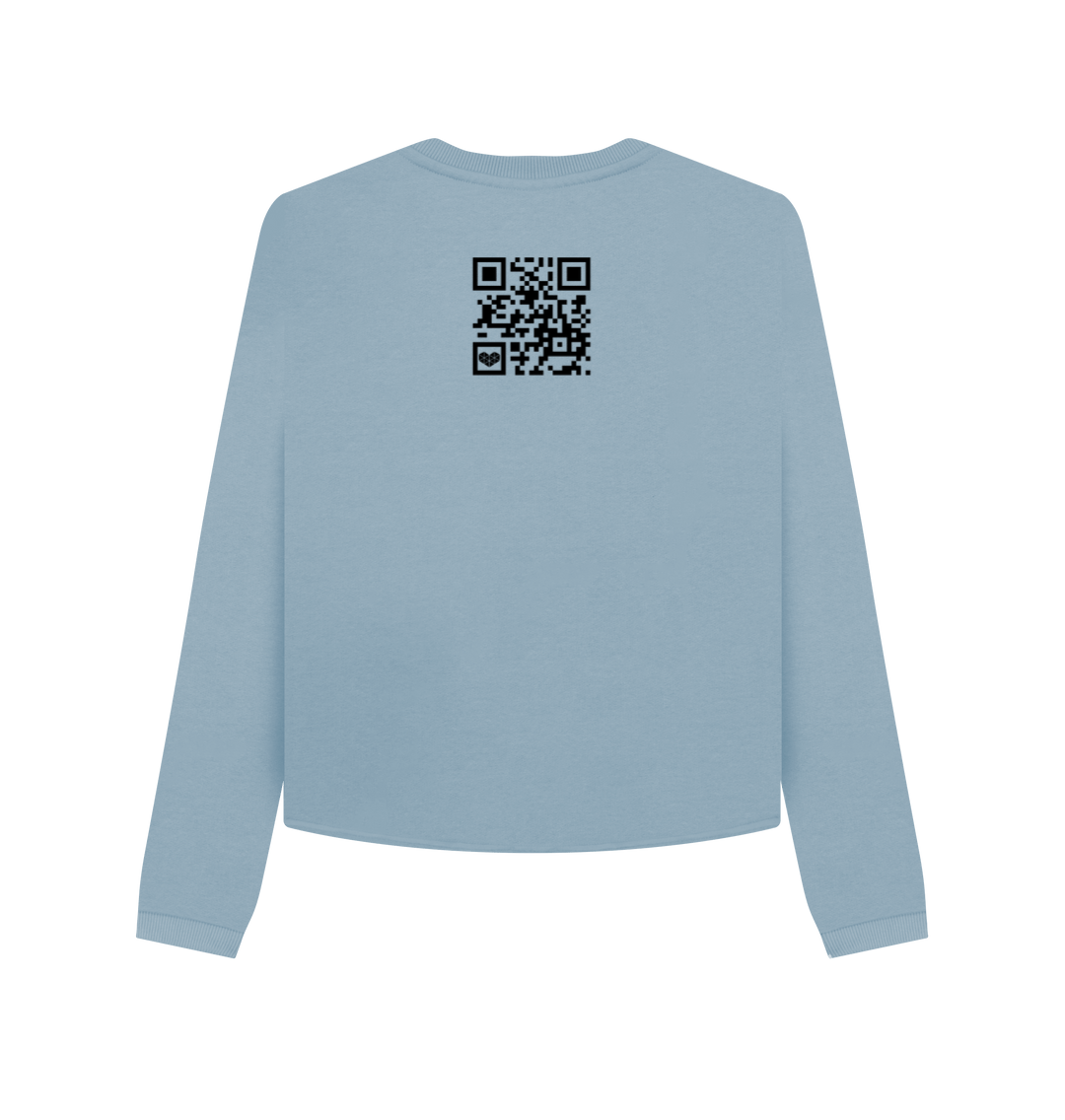 Stone Blue Printed Boxy Jumpers Back