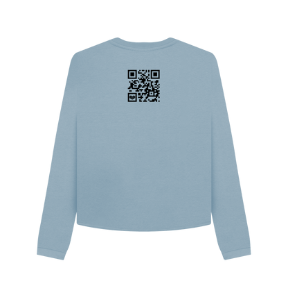 Stone Blue Printed Boxy Jumpers Back