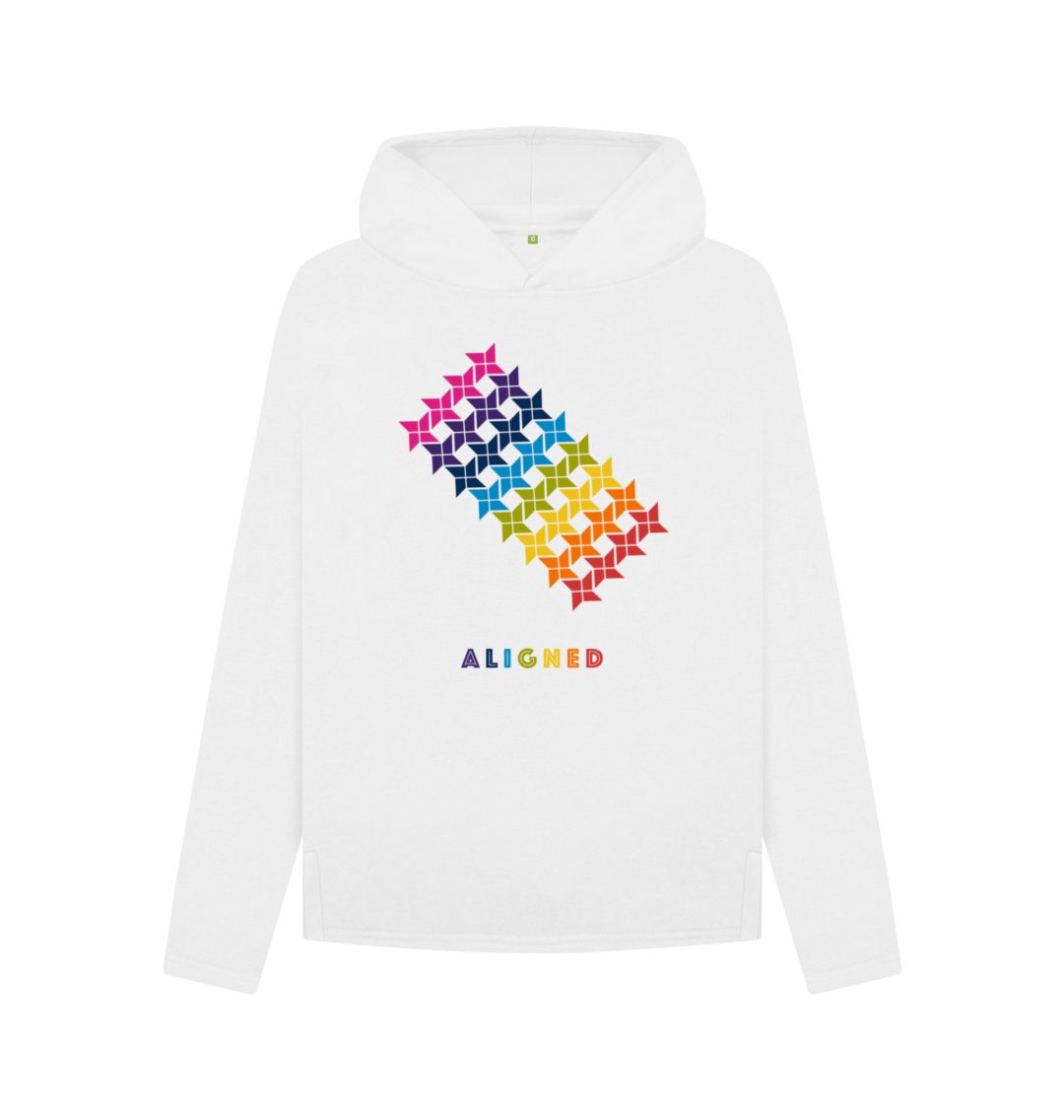 White Aligned - Women's Relaxed Fit Hoodie