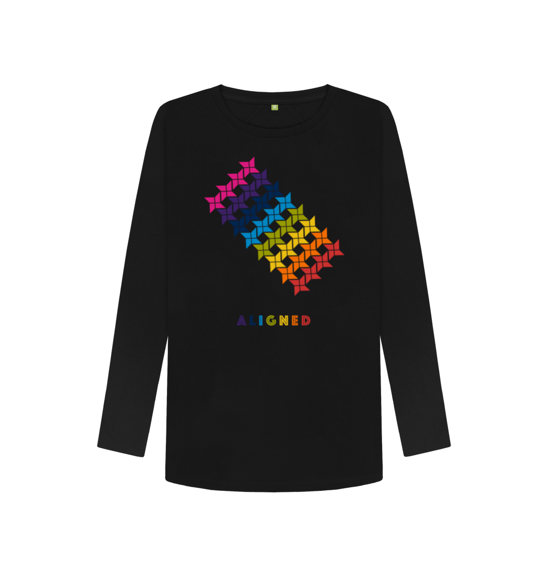 Black Printed Long Sleeve T Shirt Front