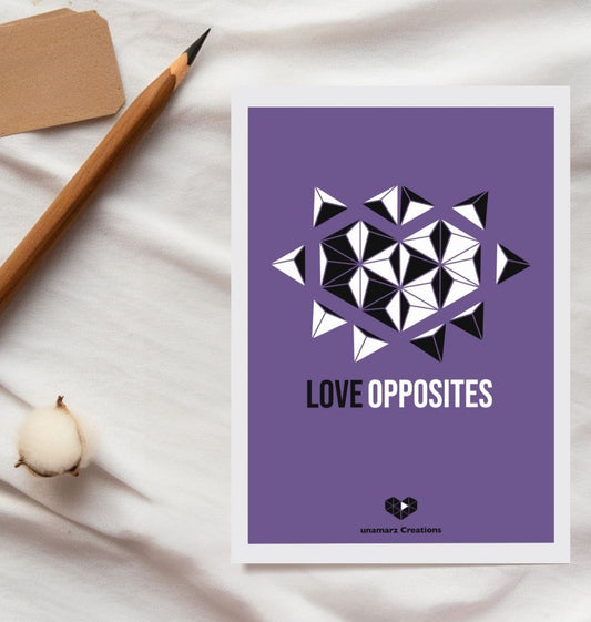 Love Opposites Postcard - Purple