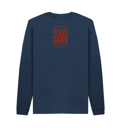 Navy Blue Printed Sweater Back