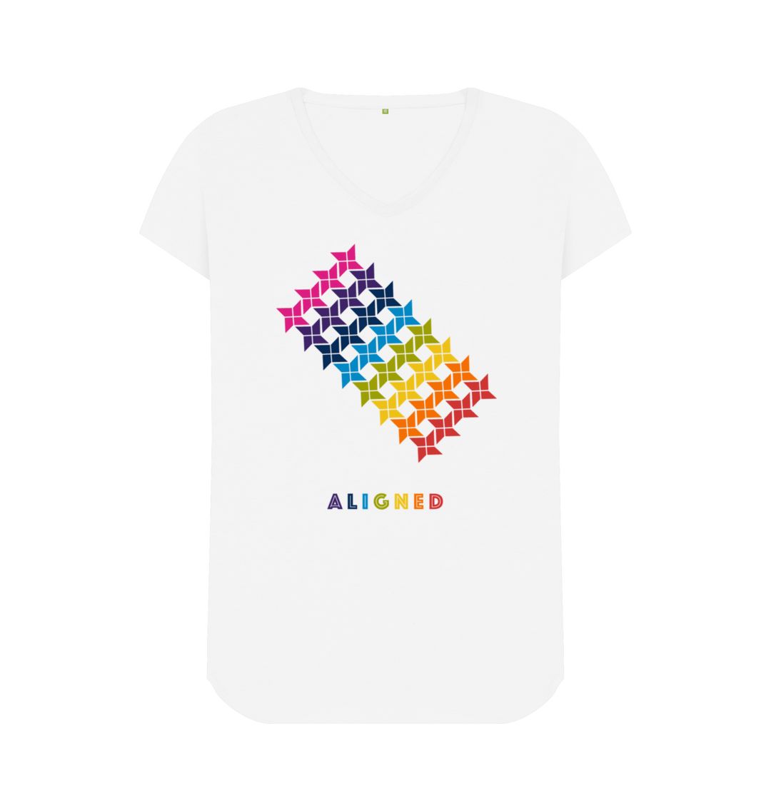 White Aligned - Women's V-Neck T-shirt
