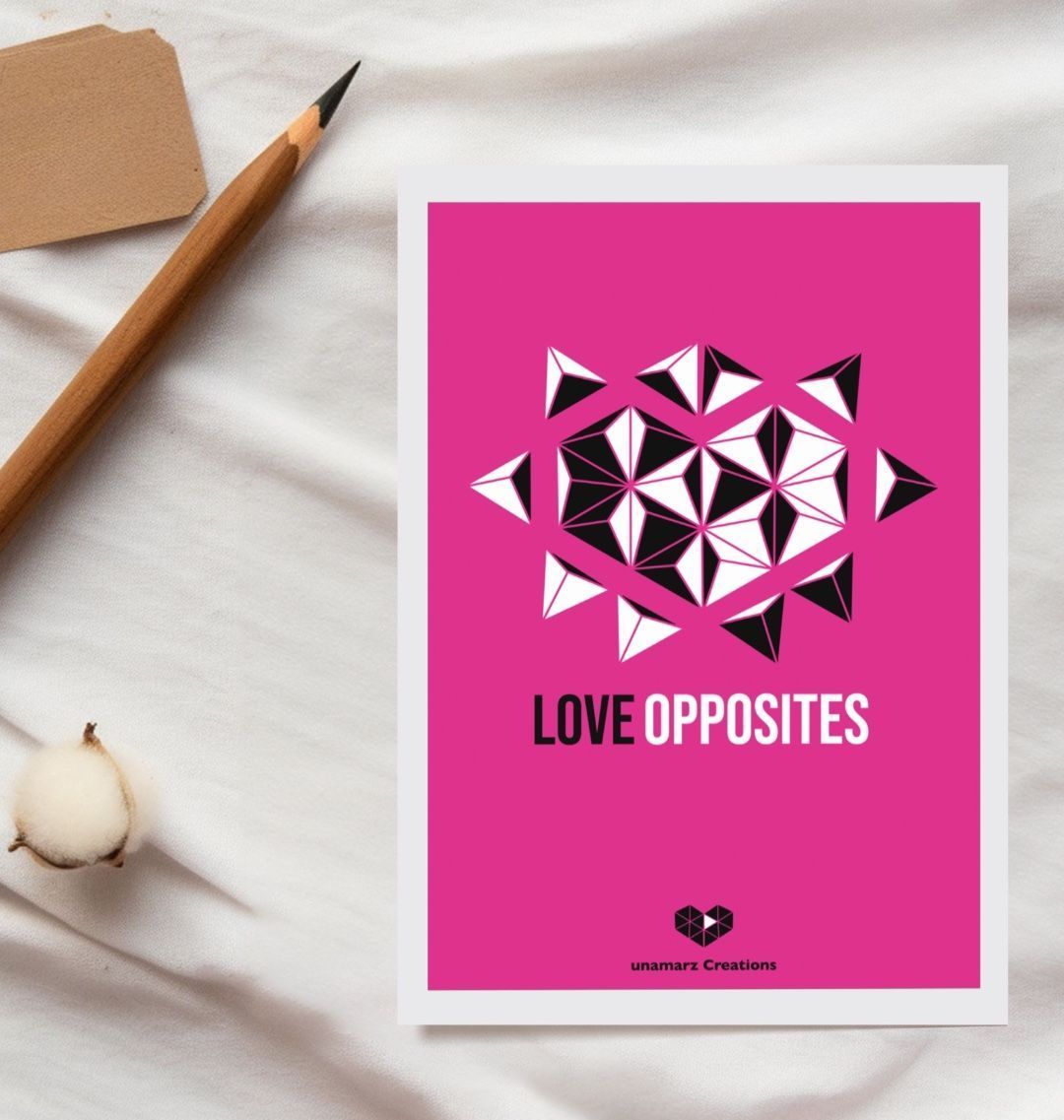 Love Opposites Postcard - Pink