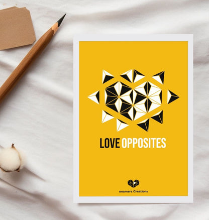 Love Opposites Postcard - Yellow