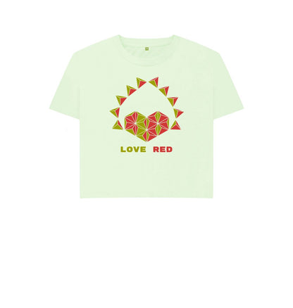 Pastel Green Love Red - Women's Boxy Tee