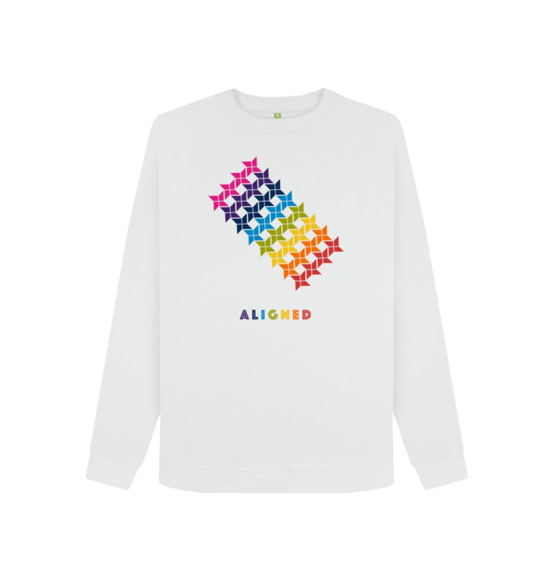 White Aligned - Women's Crewneck Sweater
