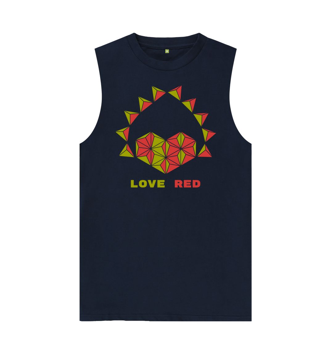 Navy Blue Love Red - Men's Organic Cotton Vest