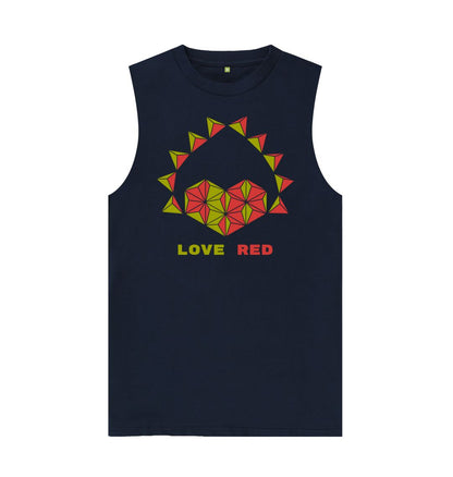 Navy Blue Love Red - Men's Organic Cotton Vest