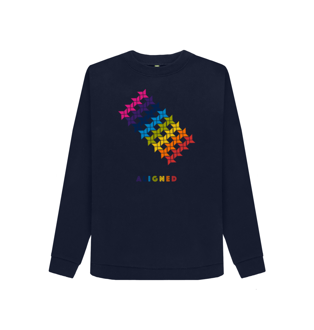 Navy Blue Printed Sweater Front