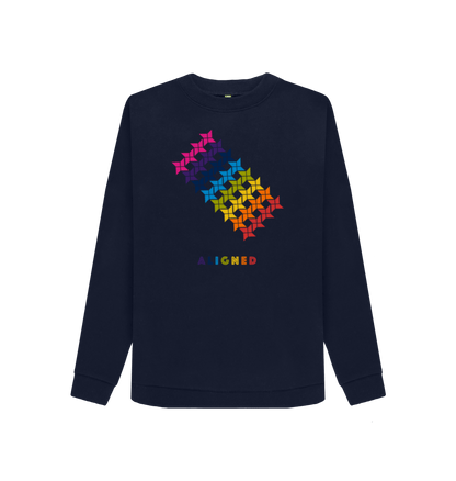 Navy Blue Printed Sweater Front