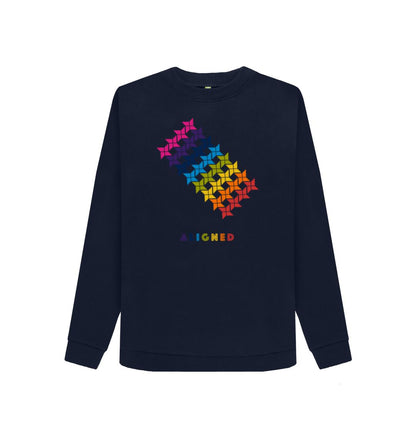 Navy Blue Aligned - Women's Crewneck Sweater