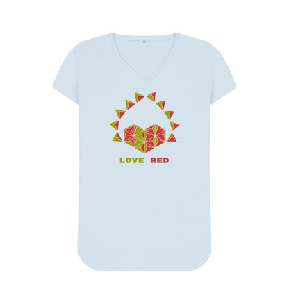 Sky Blue Love Red - Women's V-Neck T-shirt