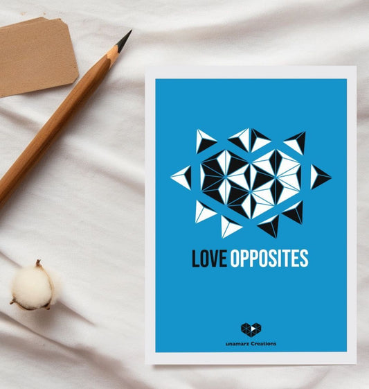 Love Opposites Postcard - Light Blue