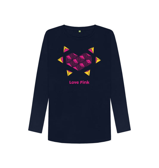 Navy Blue Love Pink - Women's Long Sleeve T-shirt - 2 colours