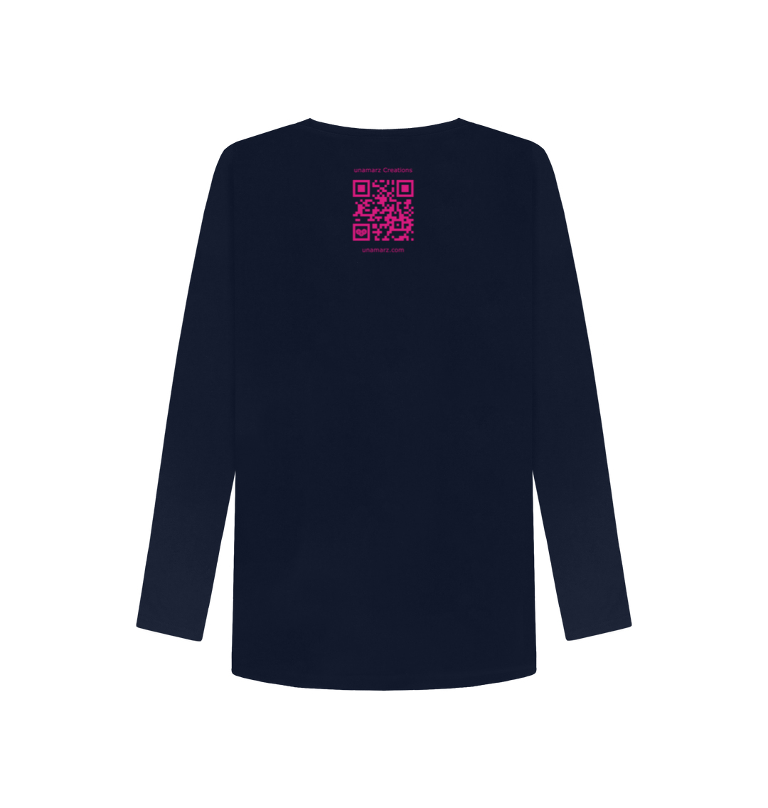 Navy Blue Printed Long Sleeve T Shirt Back