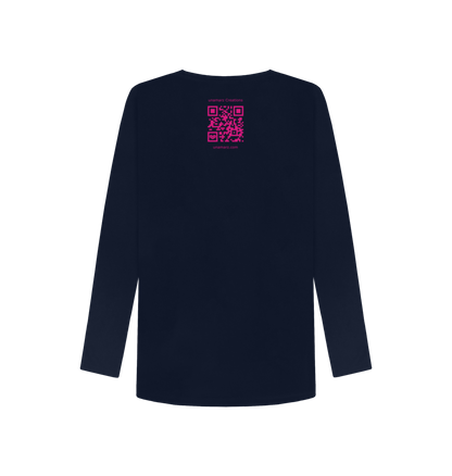 Navy Blue Printed Long Sleeve T Shirt Back