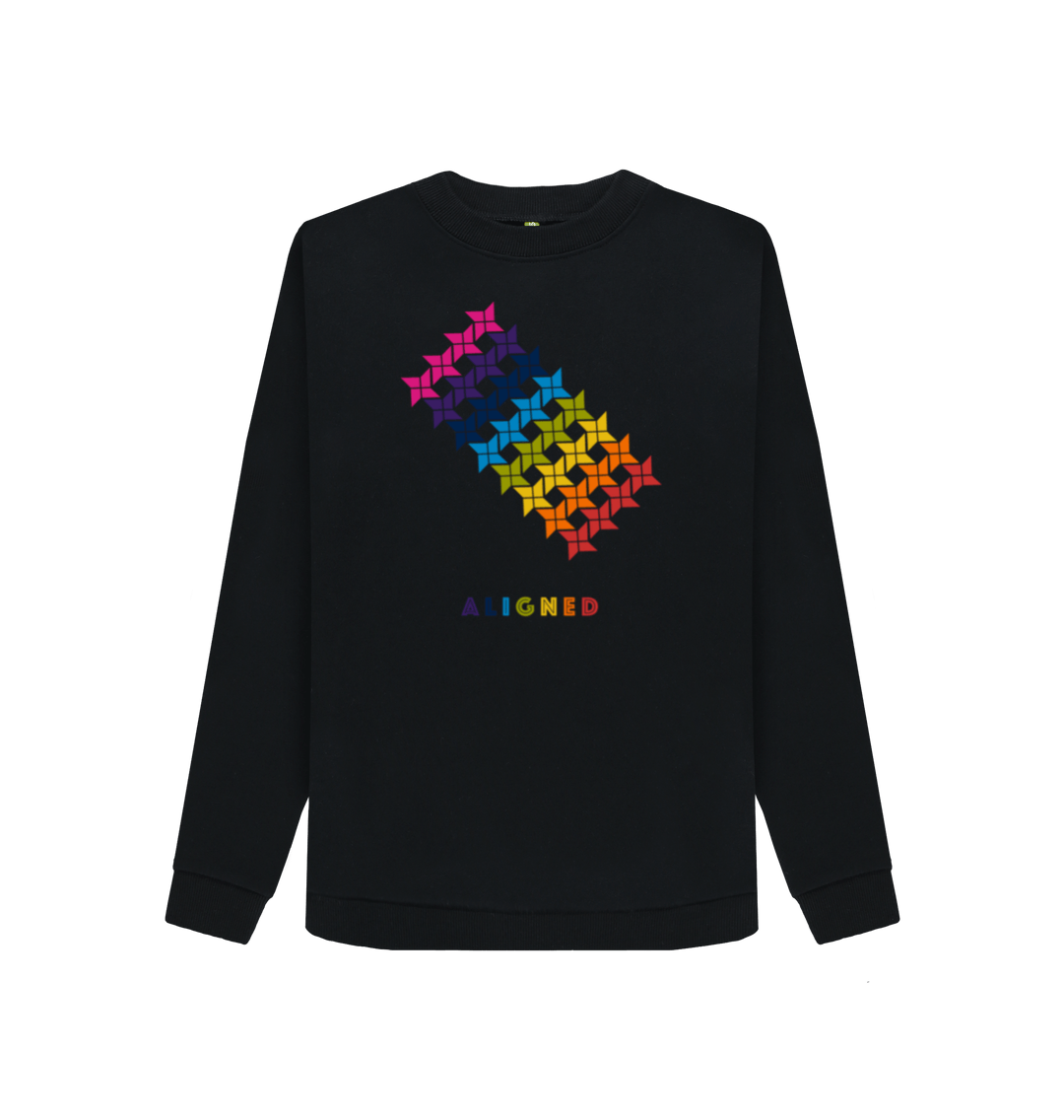 Black Printed Sweater Front