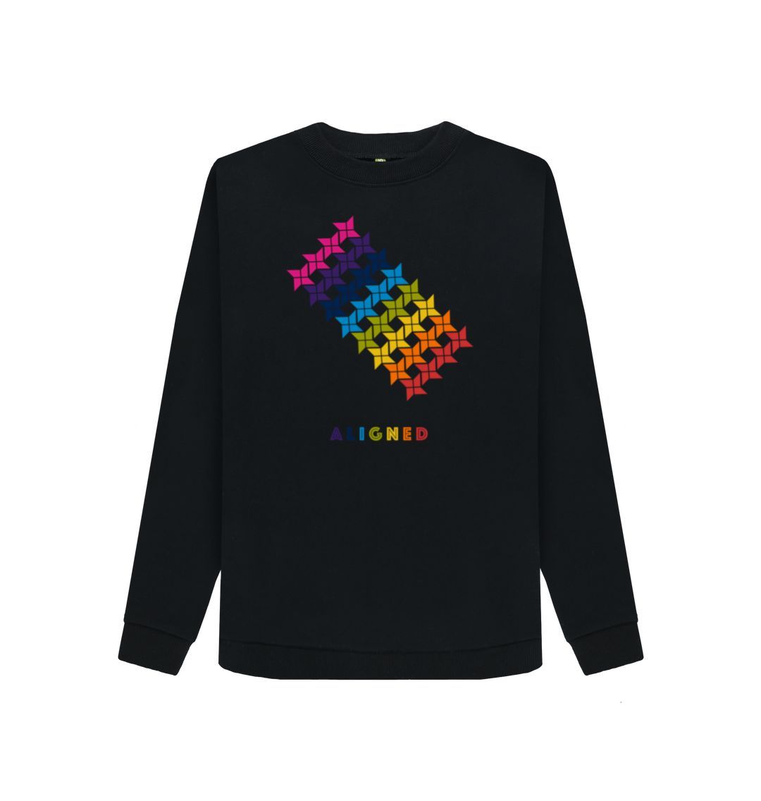 Black Aligned - Women's Crewneck Sweater