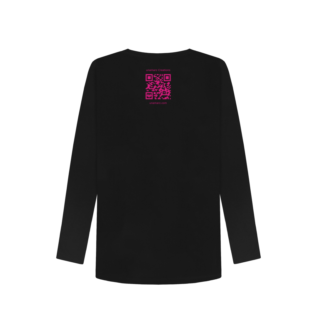 Black Printed Long Sleeve T Shirt Back