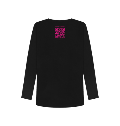 Black Printed Long Sleeve T Shirt Back