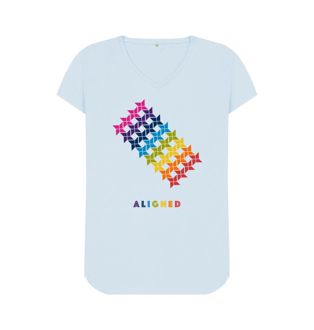 Sky Blue Aligned - Women's V-Neck T-shirt