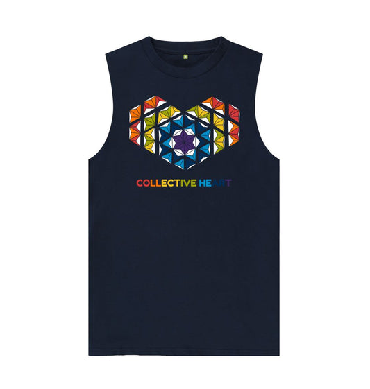 Navy Blue Collective Heart - Men's Organic Cotton Vest - 2 colours